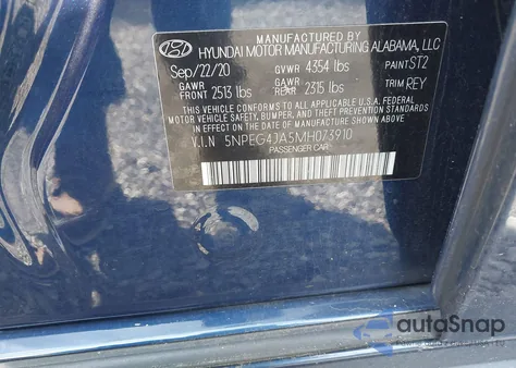 2021 Hyundai Sonata Se z USA, uszkodzony, nr VIN 5NPEG4JA5MH073910